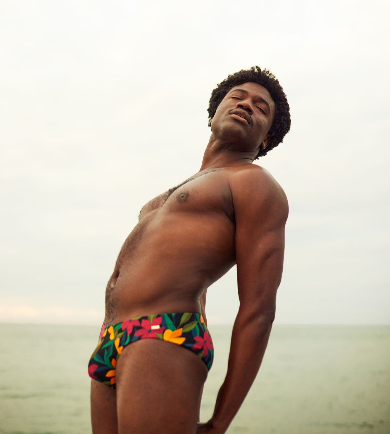 The Slip-on Swim Brief in Night Floral
