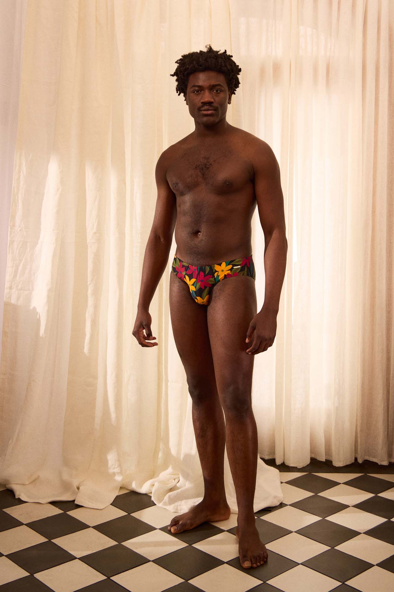The Slip-on Swim Brief in Night Floral