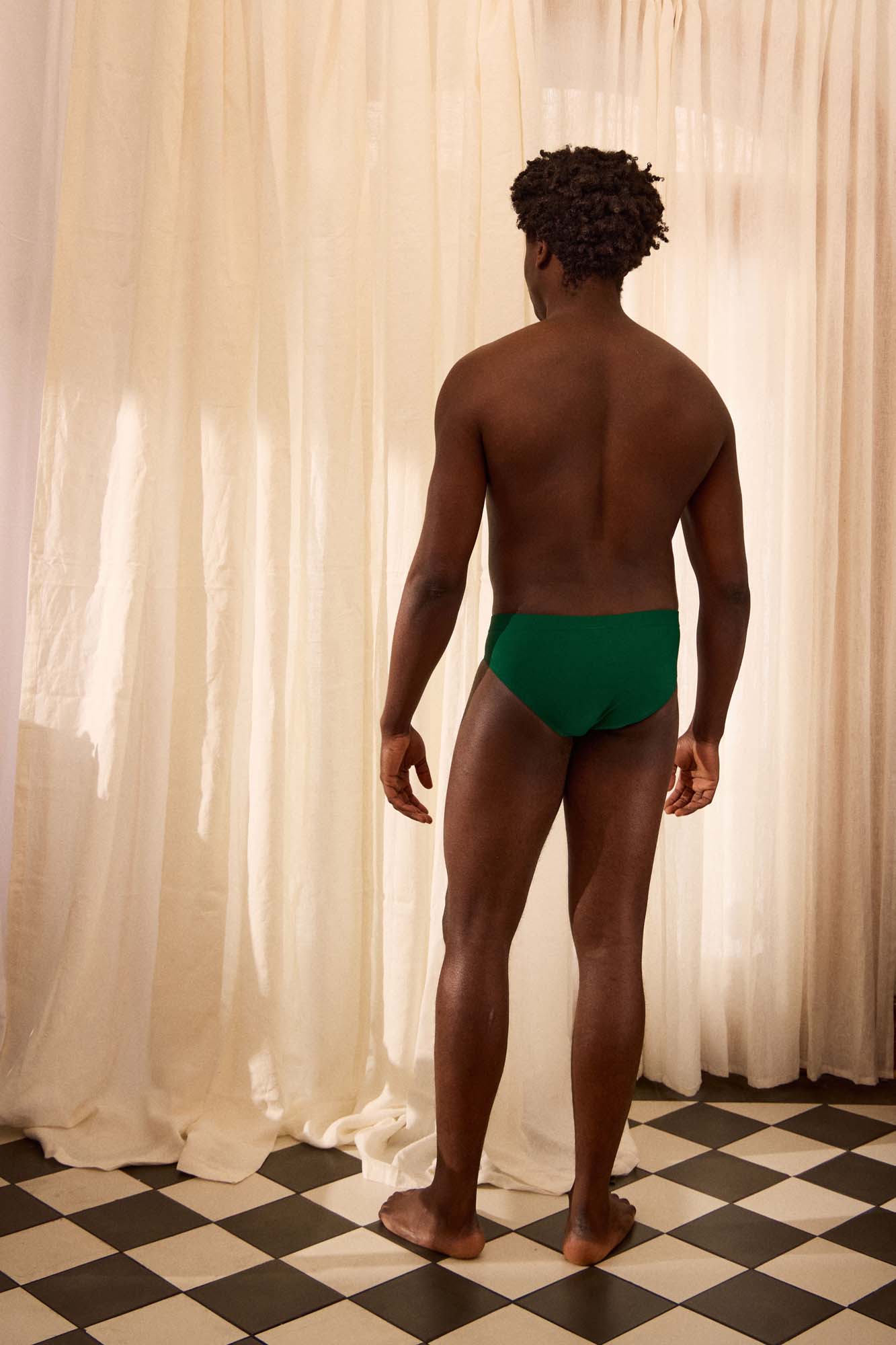 The Slip-on Swim Brief in Panna Green