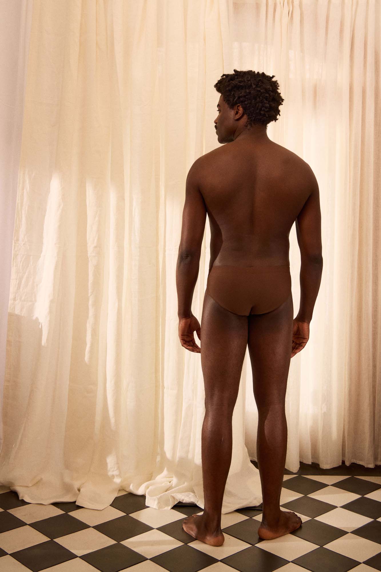 The Slip-on Swim Brief in Madras Coffee